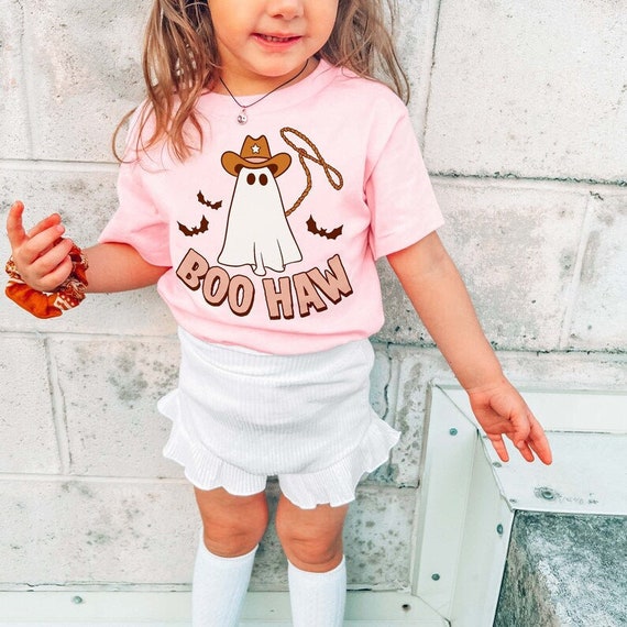 Boohaw Halloween Toddler Shirt, Funny Cowboy Western Shirt for Kids, Retro Ghost Boys Shirt, Spooky Ghost Girls Shirt, Howdy Halloween tee