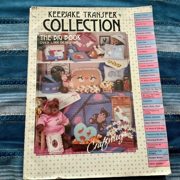 Keepsake Transfer Collection - The Big Book - Over 1,000 Designs (a few were used!) Craftways 1984 Iron-On Transfers for Embroidery, etc.