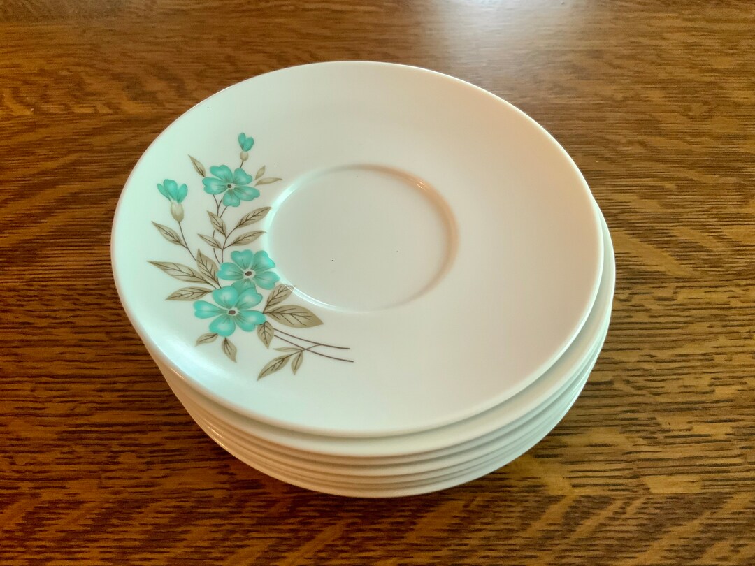 Texasware Vintage Melamine 6 Saucers, Set of 7 Midcentury Floral