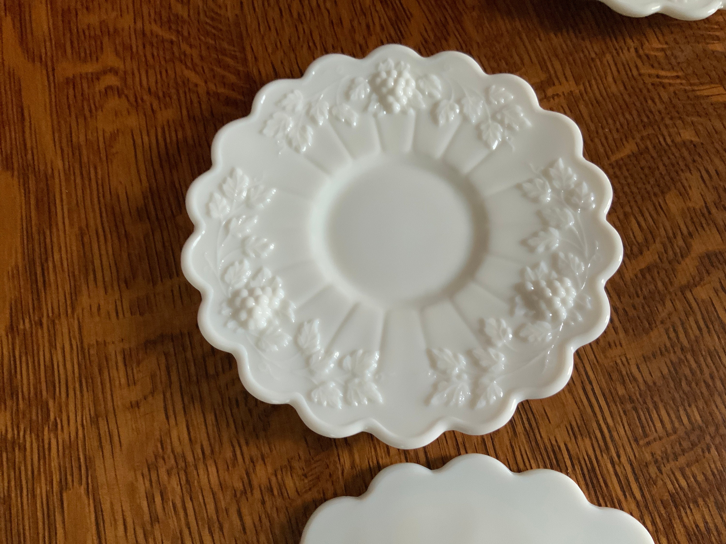 Vintage Westmoreland Saucers group of 7 Scalloped Milk Glass Etsy
