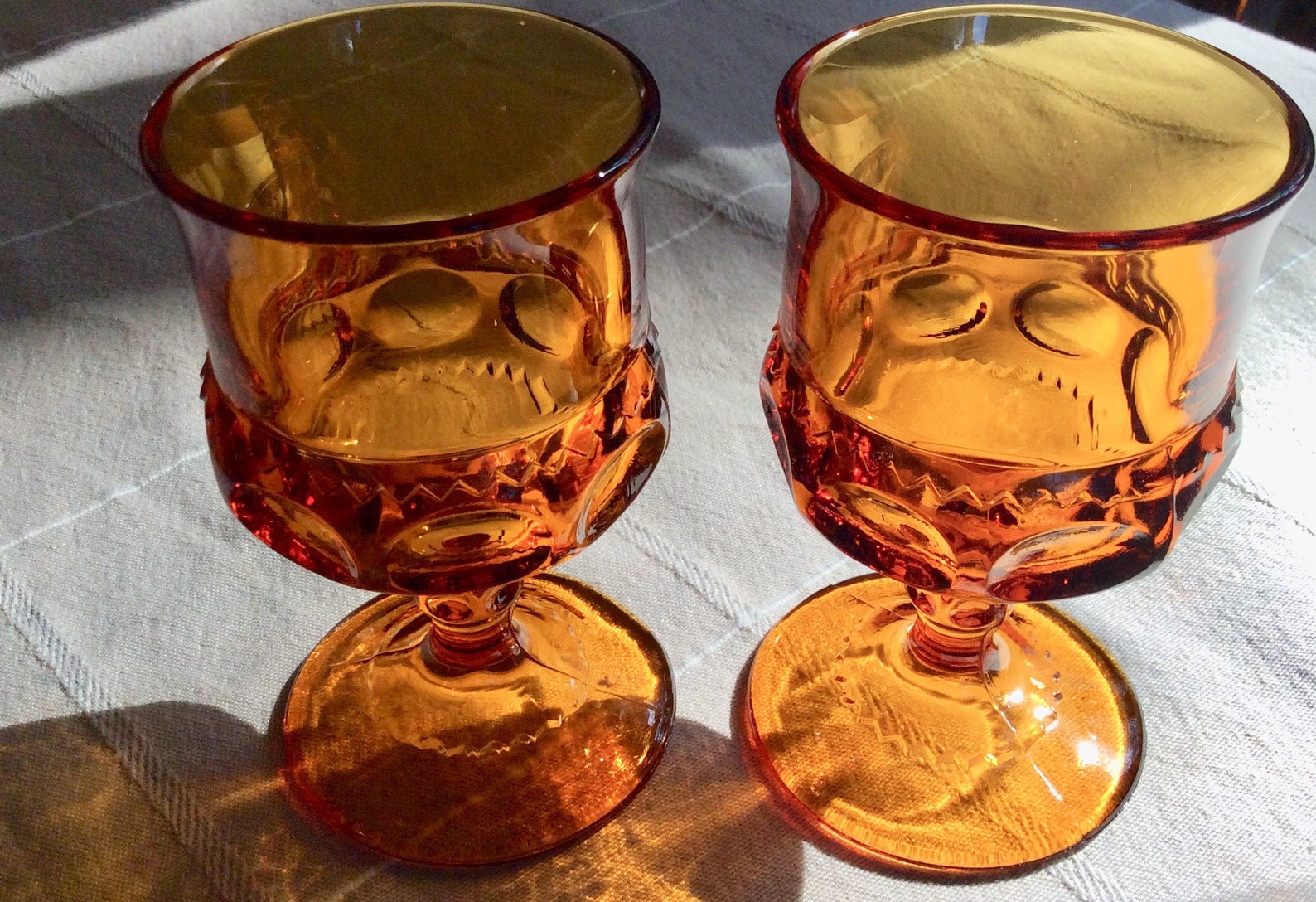 Vintage Amber Glass Set of 2 Cordial Aperitif Glasses Etsy