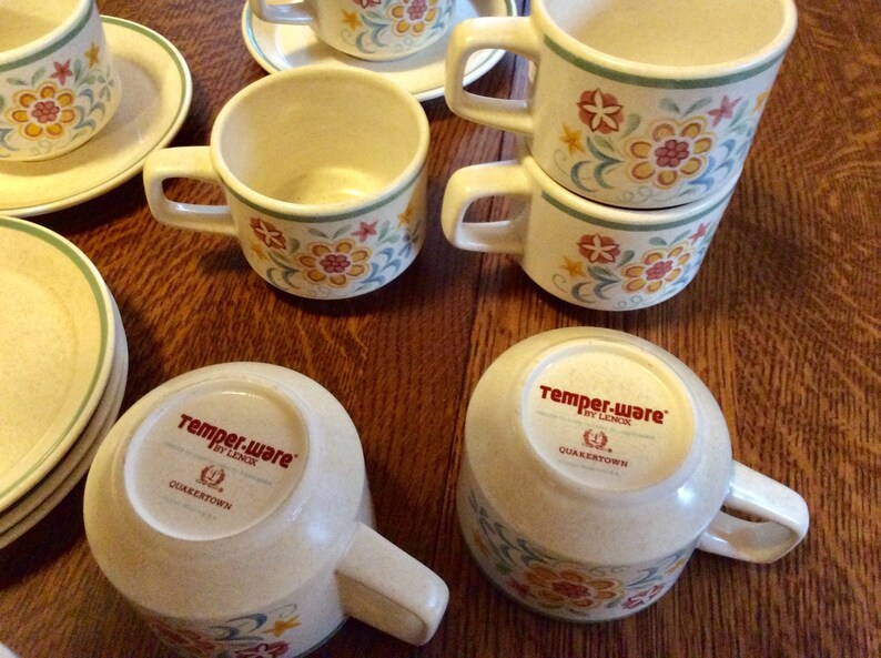Temperware by Lenox Quakertown Pattern Lot of 8 Cups and 11 Saucers