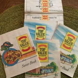 Vintage Grocery Store Stamps Booklets Pages for Journaling Green Stamps,  Plaid, Top Value, King Korn Ephemera Kit 