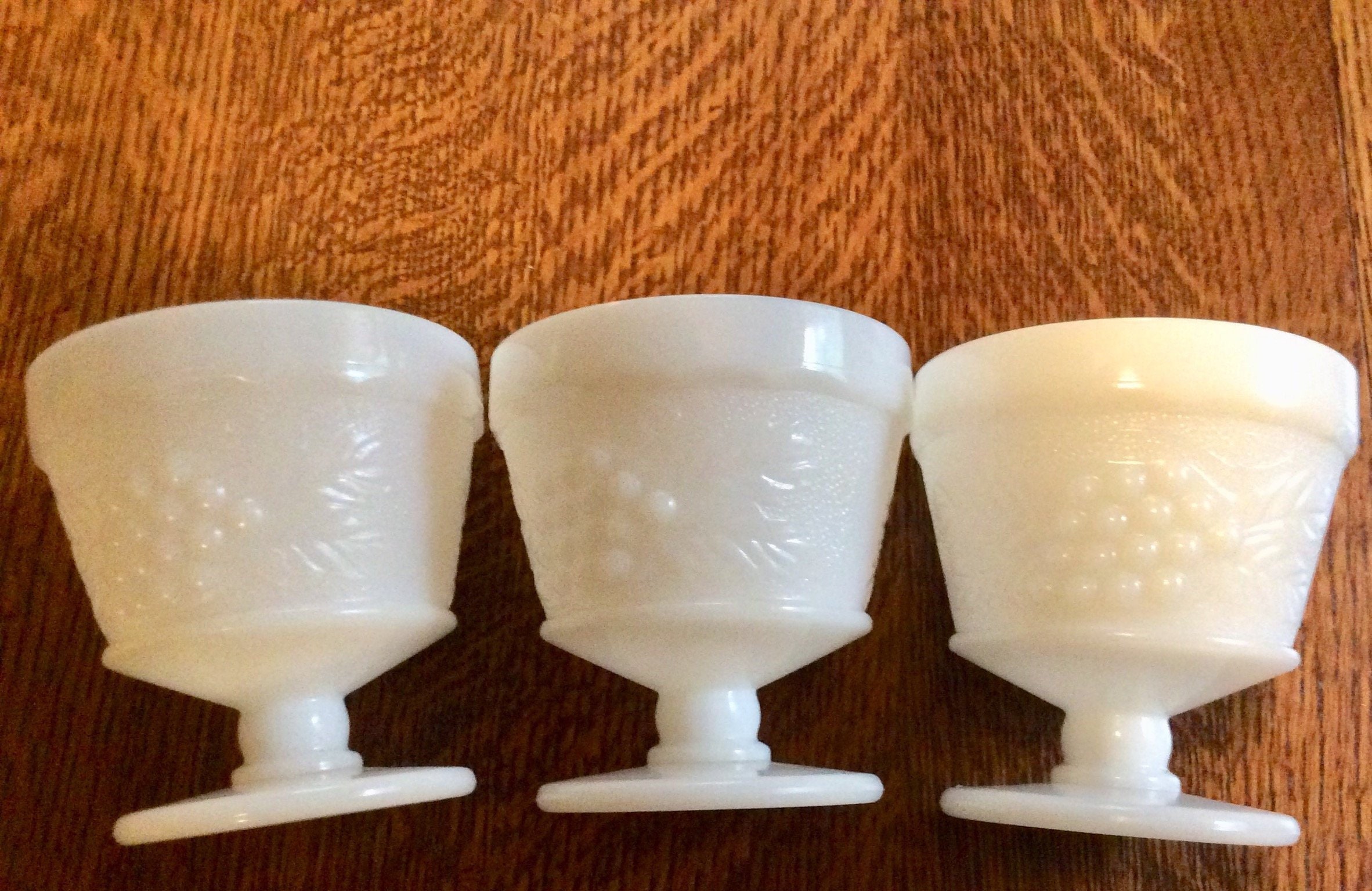 Milk Glass Sherbet Cups W/ Grape Motif Set of 3. // Vintage Etsy