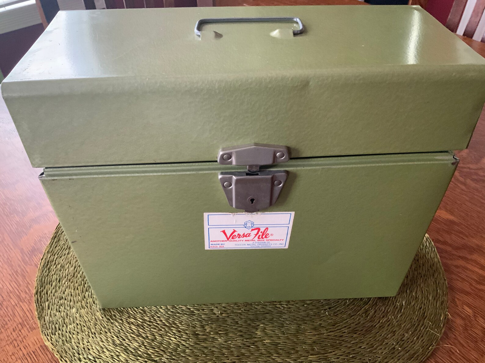 Vintage Green Metal File Box No Key, but Latch Works Versa File Shabby