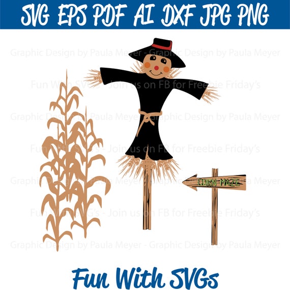 Harvest Scarecrow Svg Corn Stalks Corn Maze Sign Harvest Etsy