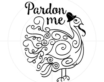 Zentangle Turkey SVG, Thanksgiving Pardon, Pardon Me Turkey SVG File, Cute, Whimsy and full of regal prestige. Fun for children to color.