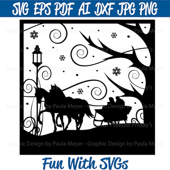 Two Horse Open Sleigh Svg Christmas Christmas Ornaments Etsy