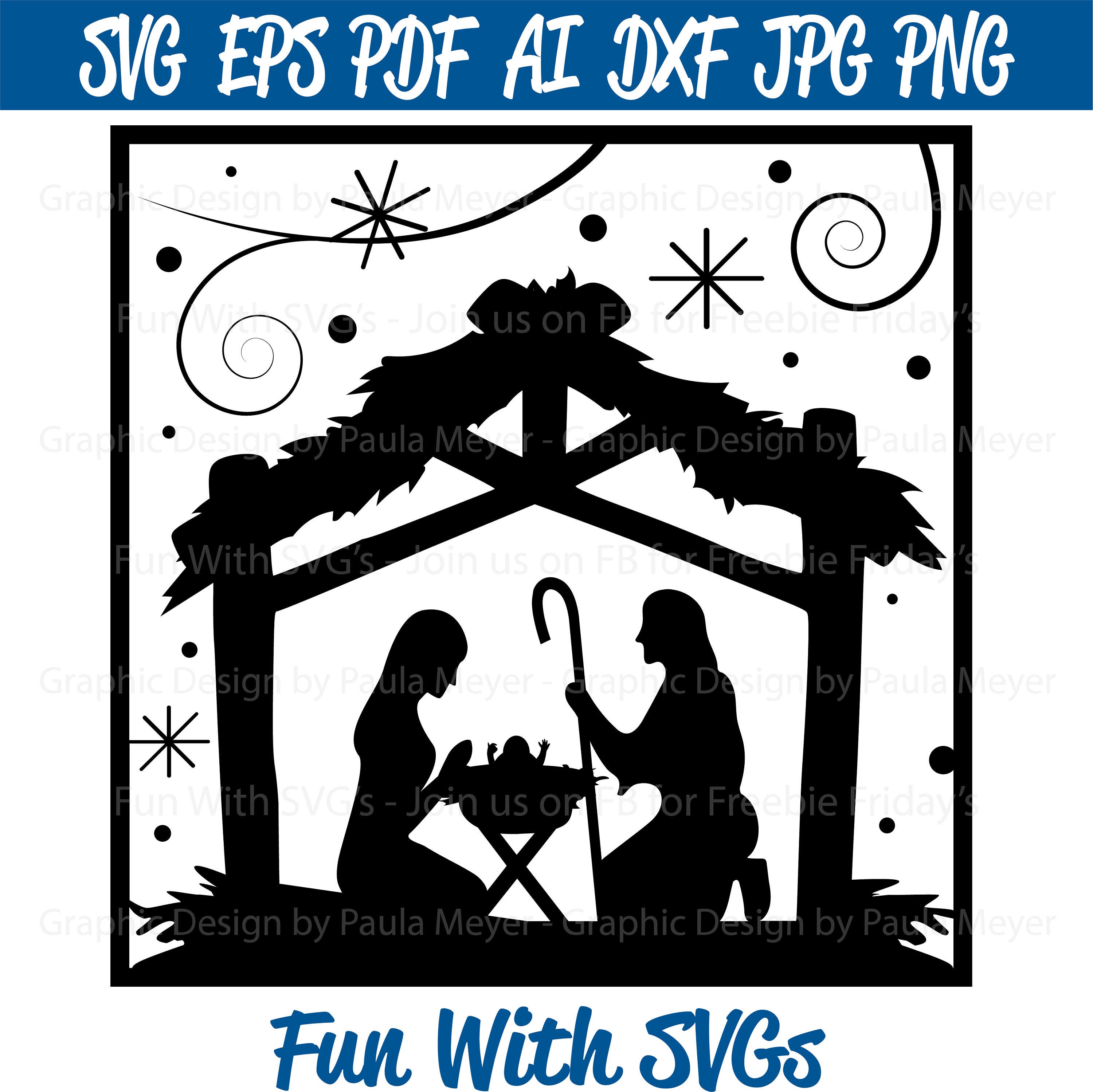 Download Nativity Silhouette SVG Christmas SVGs Christmas Ornaments ...