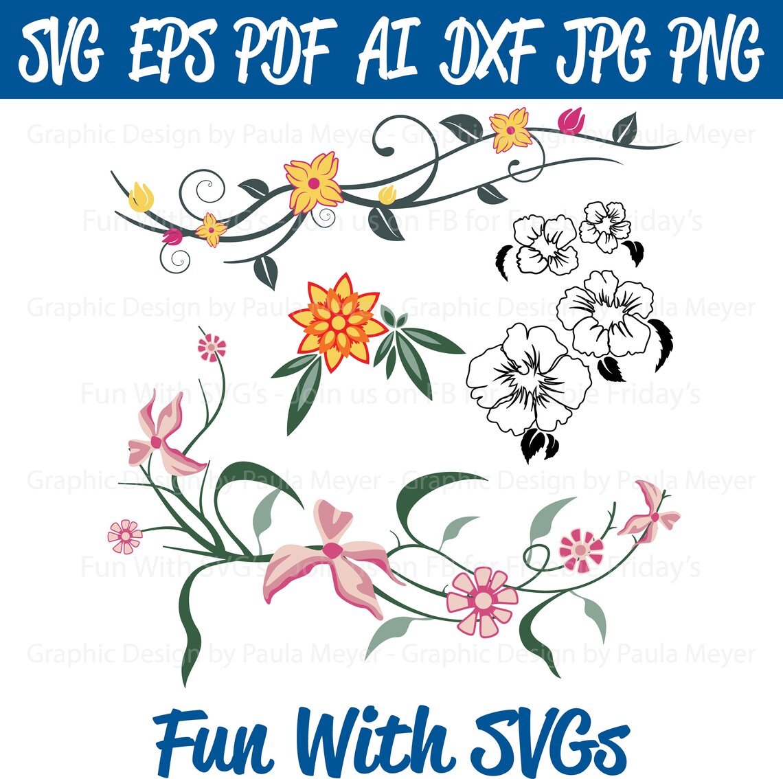 Spring Flowers Svgs Flower Sprays Svgs Flower Collection Etsy