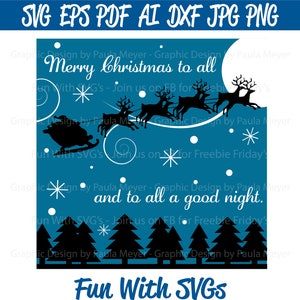 Merry Christmas To All SVG, 1950's Christmas, Christmas Ornaments, Christmas Stocking, Christmas Decorations,  Christmas Cards, Glass Block