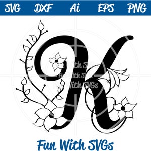 Letter K Monogram, Alphabet Monograms, Monogram SVG, SVG Files, Silhouette and Cricut Cut Files, Wedding Monograms, Bridal Monograms
