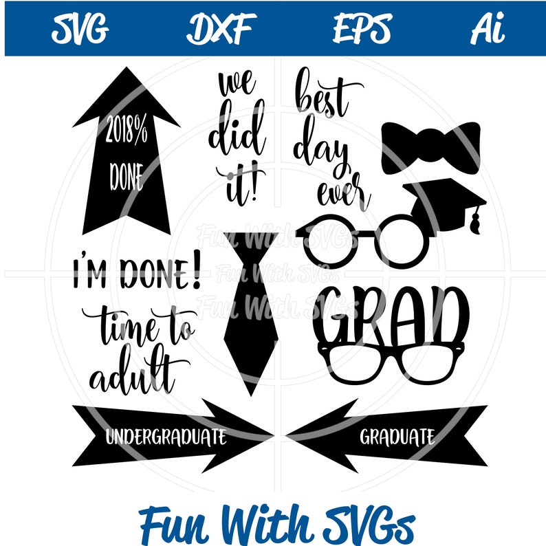 Download Graduation SVG Bundle 42 Cut Files Party Decor Photo Booth | Etsy