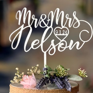 Silver wedding Wedding Cake Topper, Wedding Cake Decor, Rose Gold Cake , Silver Metallic Cake - Wedding Gift, Mr and Mrs Wedding Topper