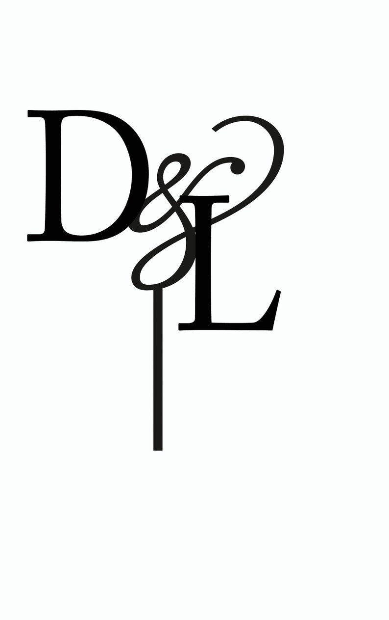 May include: Black and white monogram logo with the letters D and L intertwined.
