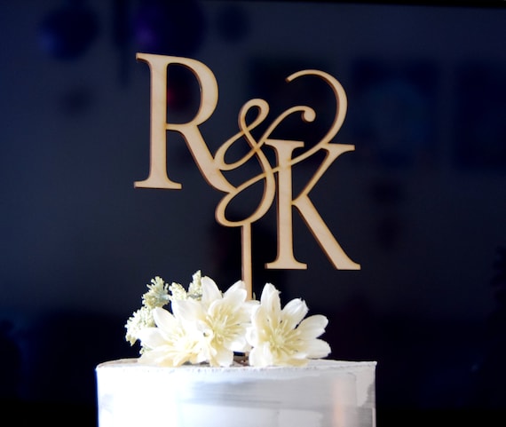 Personalized Monogram Wedding Cake Topper: Rustic Birch Wood Initial