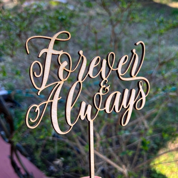 Wedding cake Topper, Forever and Always, Silver Metallic Cake Topper, Forever and Always sign Always and Forever Cake Topper Cheers to love,