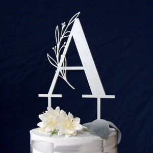 Wedding Cake Topper, Initial Cake Topper Rustic Initial Letter  Monogram Letter, initial Letter, Initial wreath Cake Topper, Letter A Topper