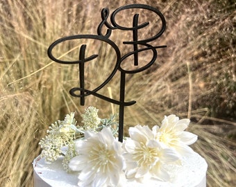 Wedding Cake Topper Letter Cake Topper Monogram Letters Initials Letter Letter Cake top, Black initials letter, Wood initial letter Letter B