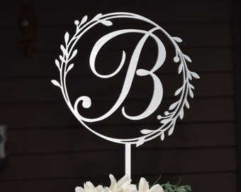 Initial Cake Topper Initial B Cake Topper Rustic Wedding Cake topper, Two Initials Cake Topper, B cake Topper, Letter B Topper B for Wedding