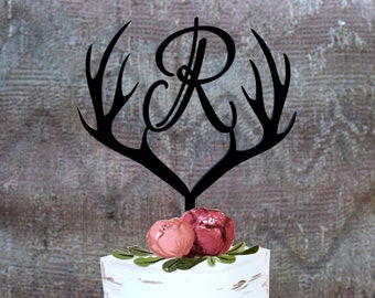 Cake Topper Wooden Deer Antlers Country Cake Topper, Buck Doe Cake topper Duck wedding cake topper Deer Cake Topper, Buck Cake Topper,Antler