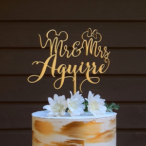 Mickey Wedding Cake Topper, Custom Wedding , Mr and Mrs Cake Topper, Topper for Disney Wedding, Mickey and Minnie Cake Topper, Personalized