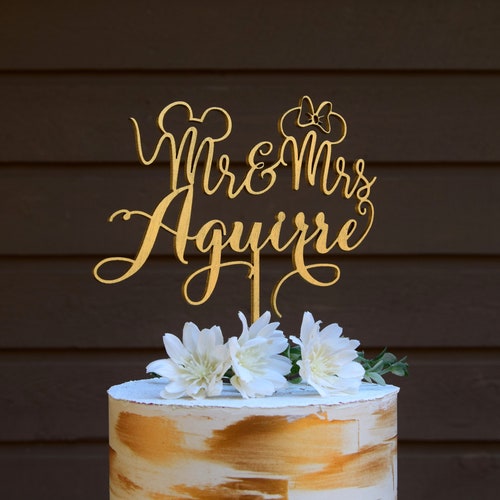 Mickey Wedding Cake Topper Custom Wedding Mr and Mrs Cake Etsy