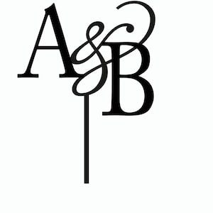 May include: Black and white graphic design of the letters A and B with a decorative flourish between them.