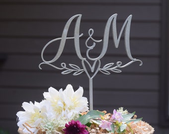 Customized Wedding Topper Cake Topper, Initial Personalized Cake Topper for Wedding, Monogram Cake Topper, Wreath Cake Topper, Initials Logo