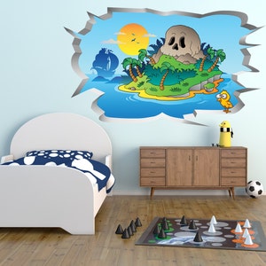 Pirates Wall Hole Print: Children's Bedroom Wall Sticker / Home Decor / Graphic Decal
