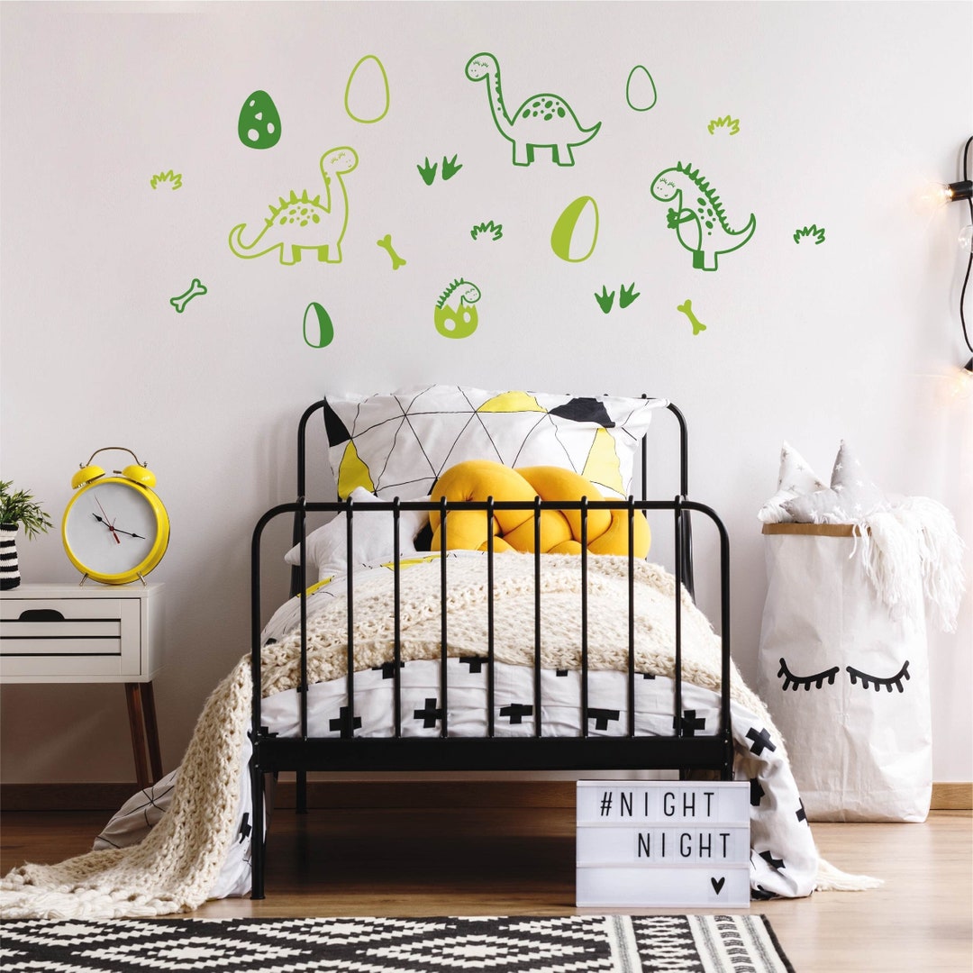 Bright Green Dinosaur Wall Sticker Set for Children's Etsy UK
