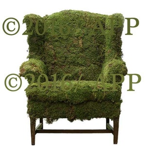 PNG of mossy chair cut out. Moss covered chair for composites of kids or babies to sit in.