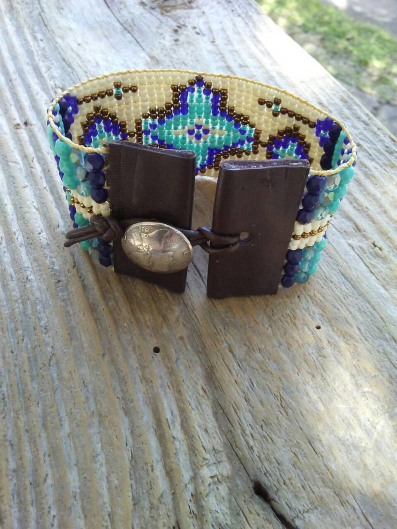 Bead woven bracelet bead Loom bracelet Native American boho Etsy