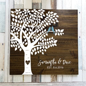 Tree Guest Book, Guest Book Tree, Tree Leaf Guest Book, Leaf Guest Book, Tree Wedding Guest Book, Tree Wood Leaves Guestbook, Wood Guestbook image 1