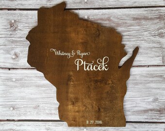 Wisconsin State, Wedding Guest Book Alternative, State Guest Book, Wood Guest Book, Custom State Sign, Personalized State Sign, Wisconsin