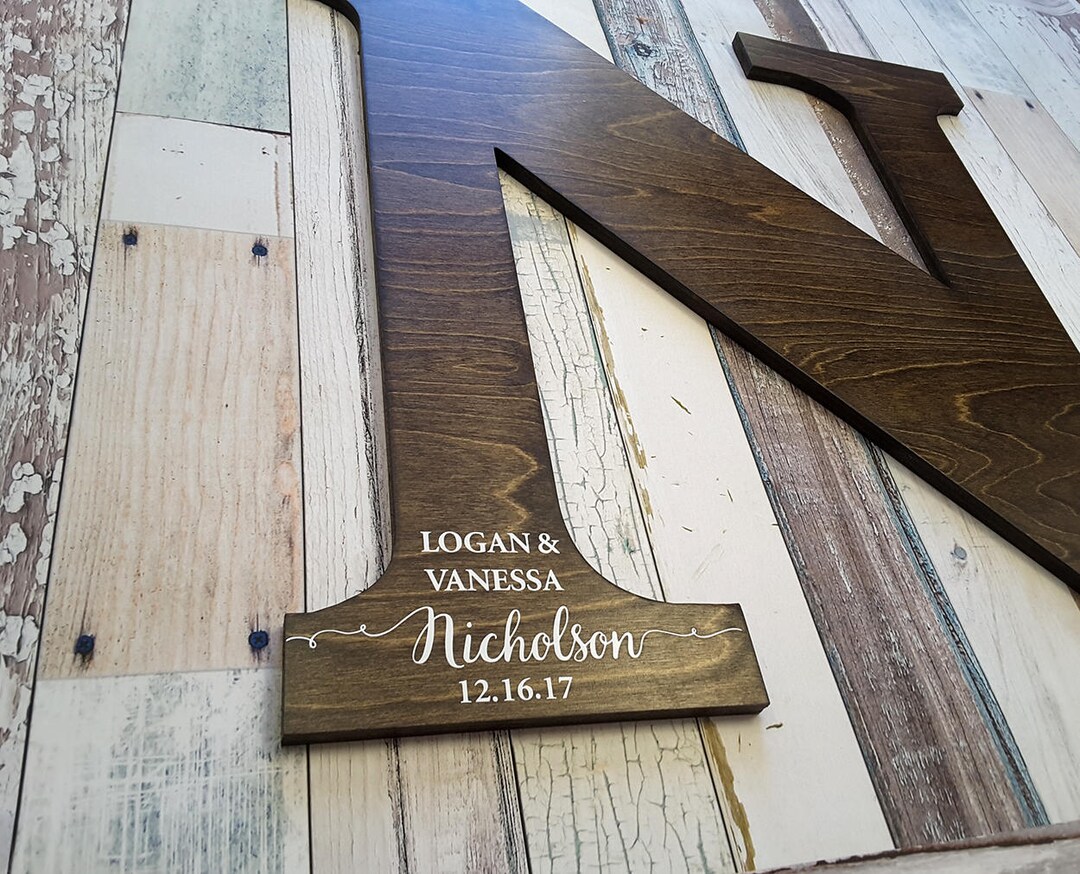 Letter Guest Book Distressed Letter Sign Wood Letters Etsy