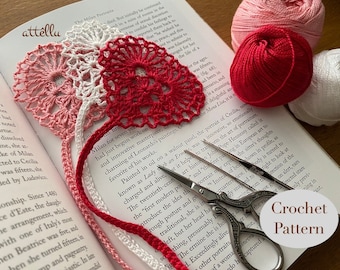 Crochet Heart Bookmark Pattern: Victorian Lace Style (PDF Download, US Terms)