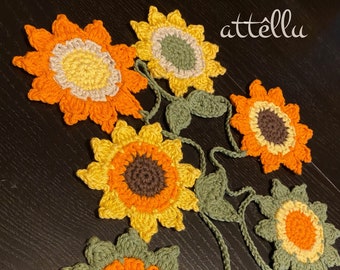 Sunflower Garland, Handmade Crochet Flower, Summer Home Living Decor