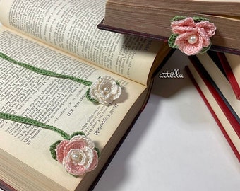 Mini Rose Bookmark, Delicate and beautiful Crochet Lace Page Saver, Handmade Flower Study page marker, Reader accessories, Gift