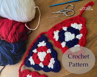 Crochet Patriotic Bunting Pattern Digital Download PDF Easy follow Instructions Chart Pictures 4th of July Independence Day Americana Decor