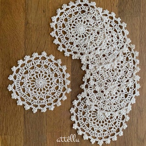 Crochet mini Lace Doilies, Victorian Style Coasters, Handmade Home Decor in Cotton