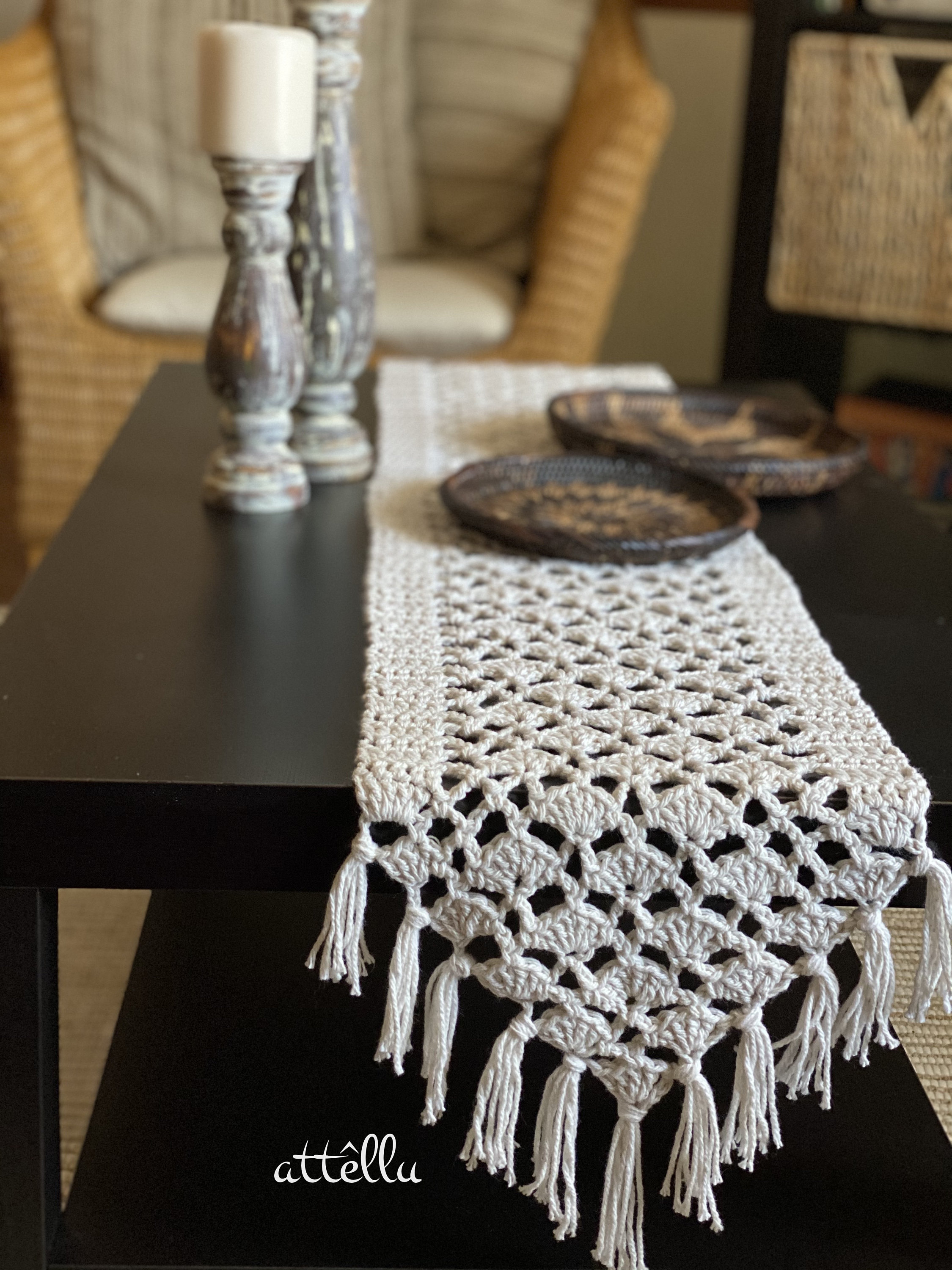 Table Runner Boho Style Handmade 50 in. Crochet tableware Etsy