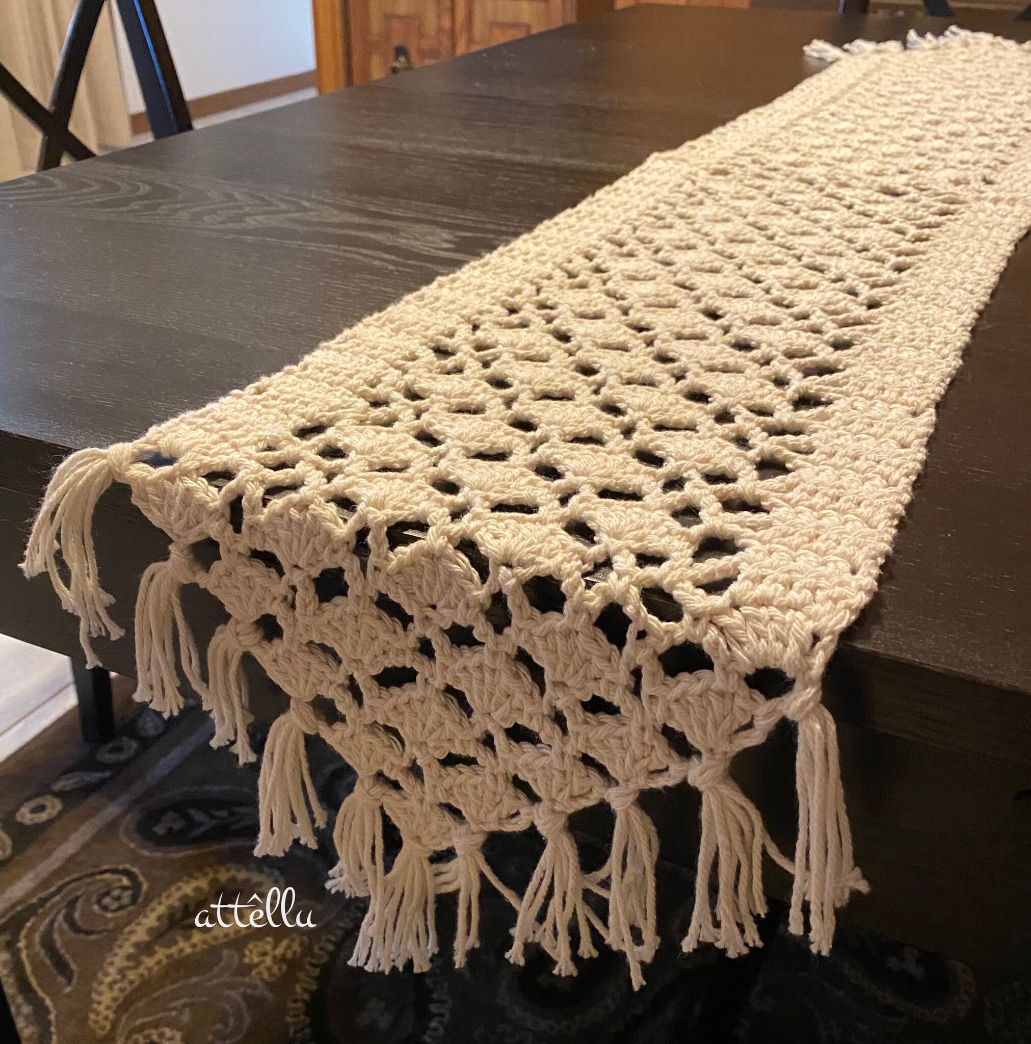 Table Runner Boho Style Handmade 50 in. Crochet tableware Etsy