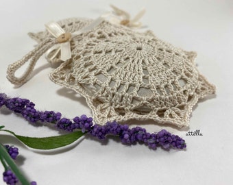 Lavender Sachet, Handmade Victorian style Doily-sachet for Wardrobe/Closet, Organic Lavender Buds, Bedroom decor Scented Mother's Day Gift