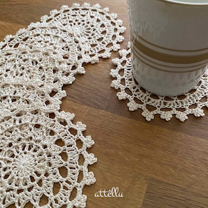 Crochet Lace Doilies: Victorian Style Coasters, Handmade Cotton Set of 6