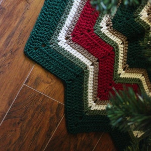 Crochet Christmas Tree Skirt Ripple Style in Gorgeous Vintage Colors 2 sizes Holiday Home Decoration Tree Ornaments, Christmas Great Present Medium Size 40 in.