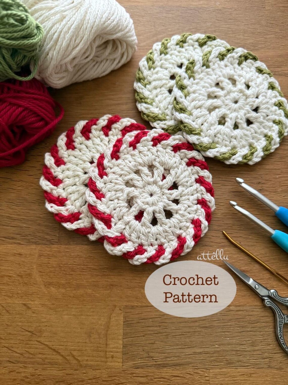 Peppermint Crochet Coaster Pattern: Home Decor, Holiday Favorites, Easy ...