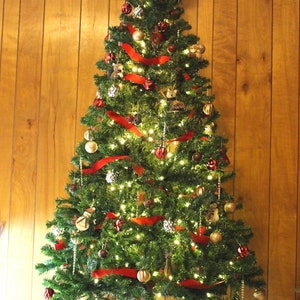 Falda de árbol de Navidad de ganchillo estilo ondulado en magníficos colores vintage 2 tamaños Adornos de árbol de decoración de casa de vacaciones, gran regalo de Navidad imagen 5