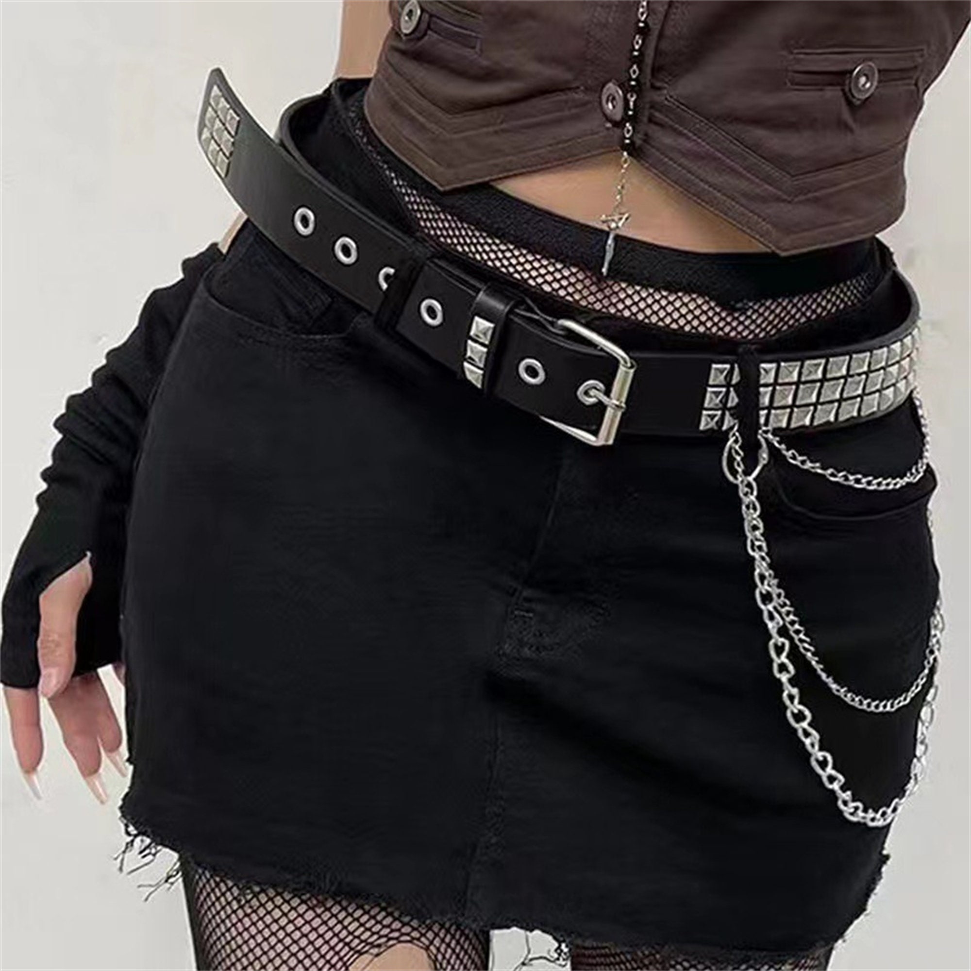 Faux Leather Body Harness With Chain For Women Female Chain Belt Bondage Waist Body Accessories