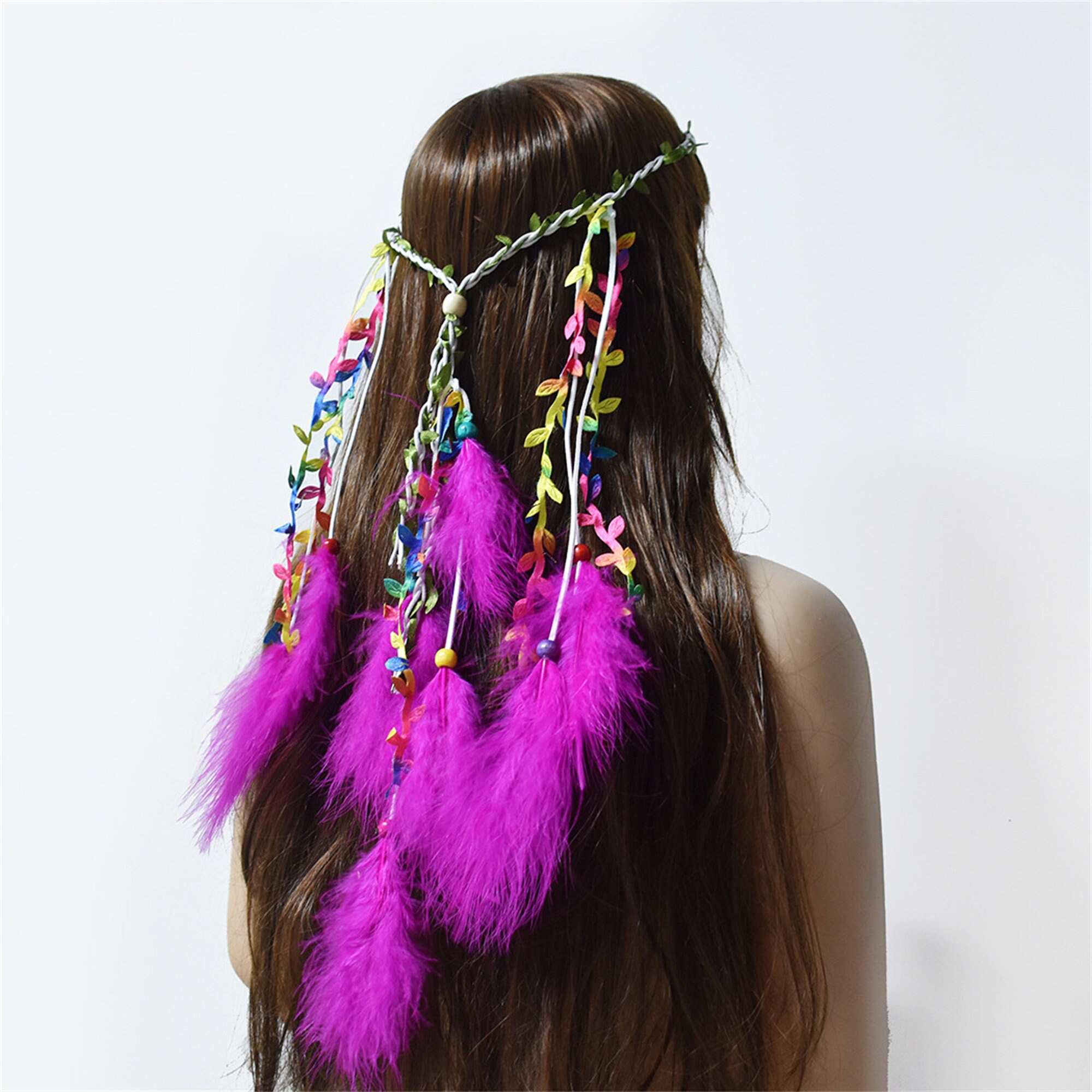 Boho Feather Headband Hippie Mori 